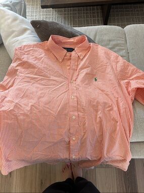 Polo by Ralph Lauren Orange Gingham Button-Up Polo Shirt